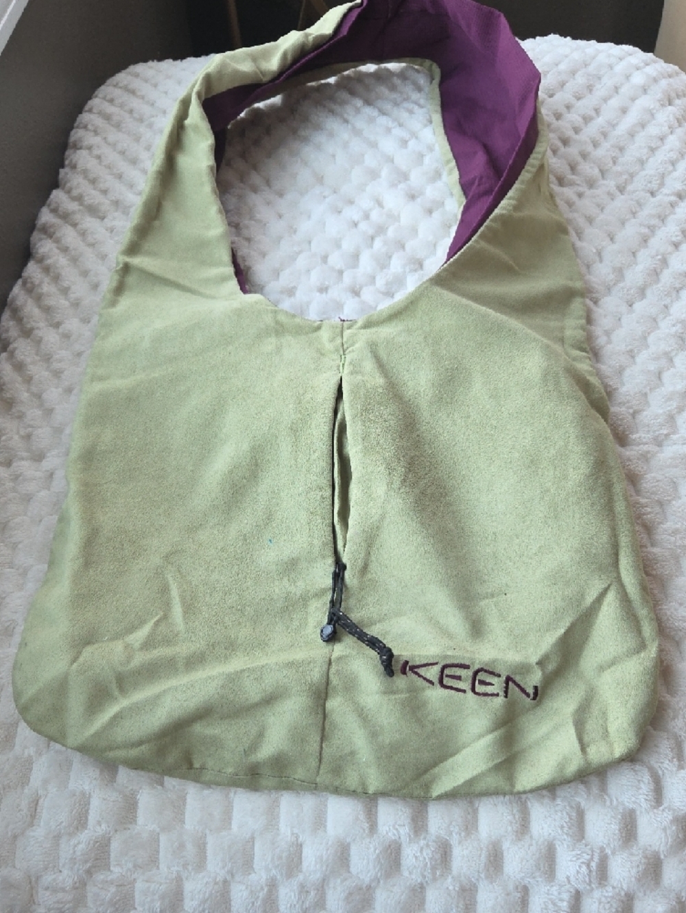 Keen Purple Sling Bag/ Light Green Suede REVERSABLE! - Picture 6 of 6